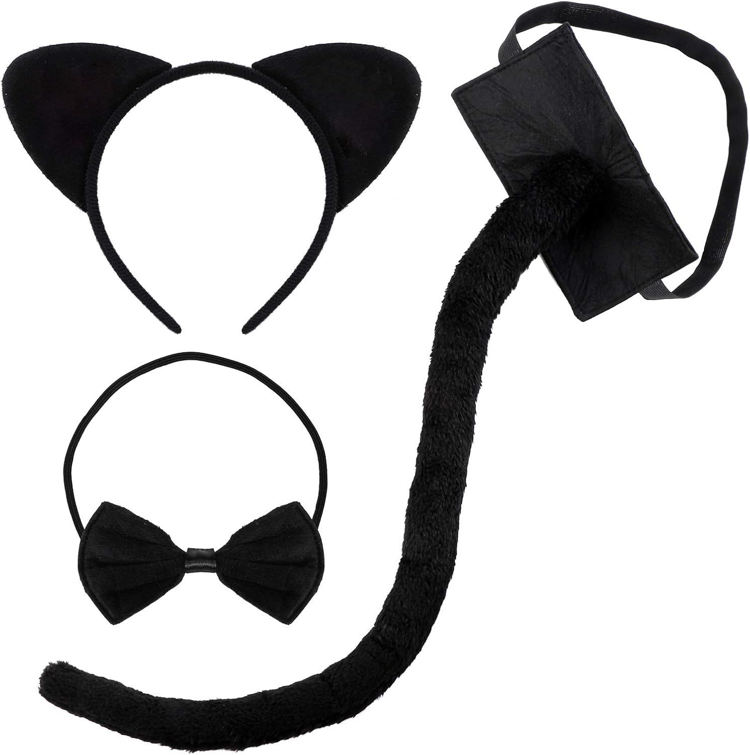 URATOT 3 Pieces Cat Ear Headband Bowtie Tail Cat Halloween Set Cosplay Accessories Kit Halloween ... | Amazon (US)