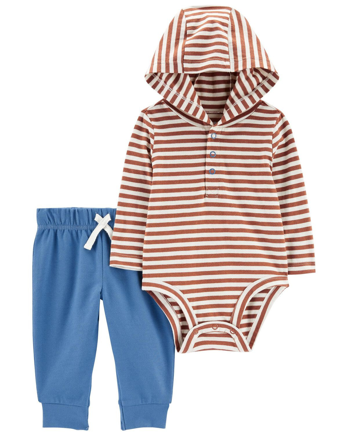Brown/Blue Baby 2-Piece Hooded Bodysuit Pant Set | carters.com | Carter's