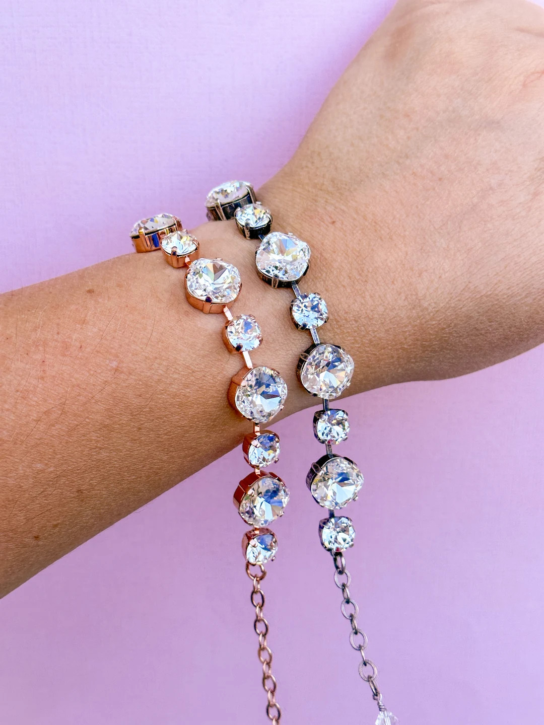 12/8mm Cushion Cut Crystal Bracelet - Etsy | Etsy (US)