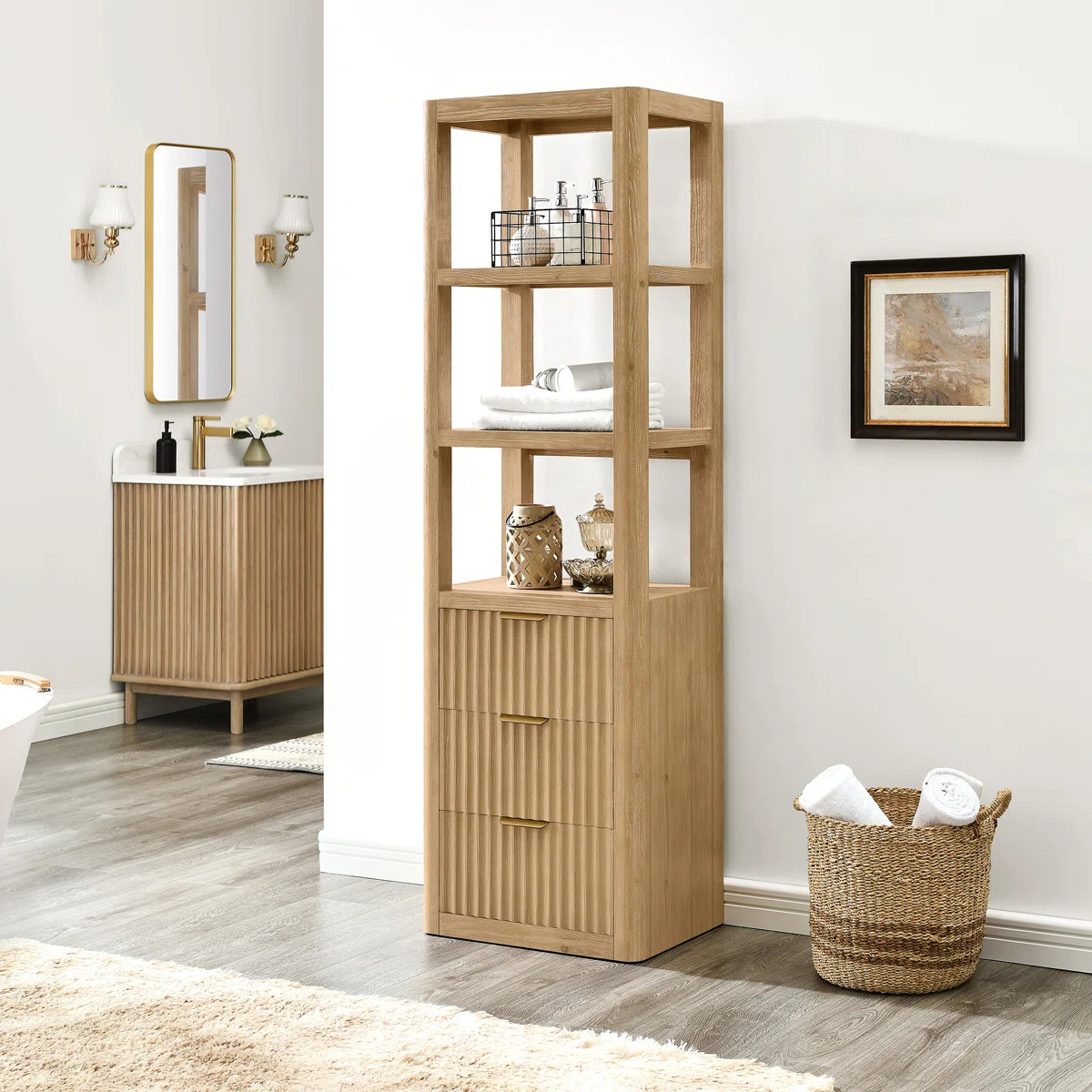 Adela Solid Wood Freestanding Linen Cabinet | Wayfair North America