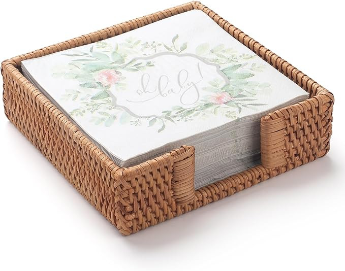 Rattan Napkin Holder Square, Wicker Napkin Basket for Kitchen, Flat Napkin Holders for Paper Napk... | Amazon (US)