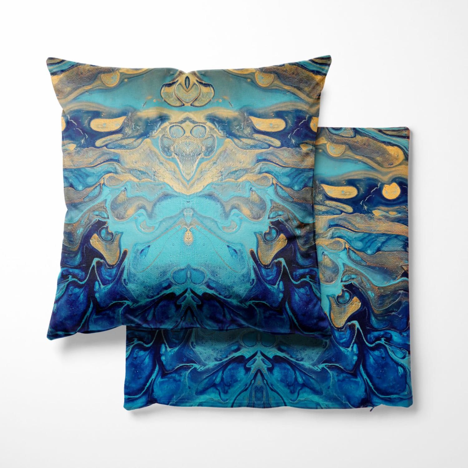 Cotton Cushion With Blue Abstract Painting | Wolf & Badger (US)