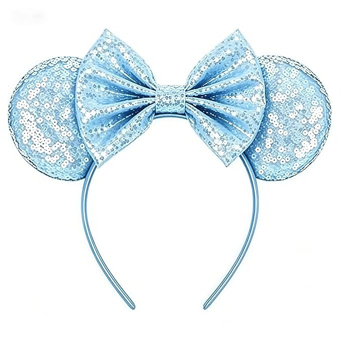 Mouse Ears Headband for Women \u2013 Glitter Sequin Mouse Ears with Bow, Sparkly Theme Park Party... | Amazon (US)