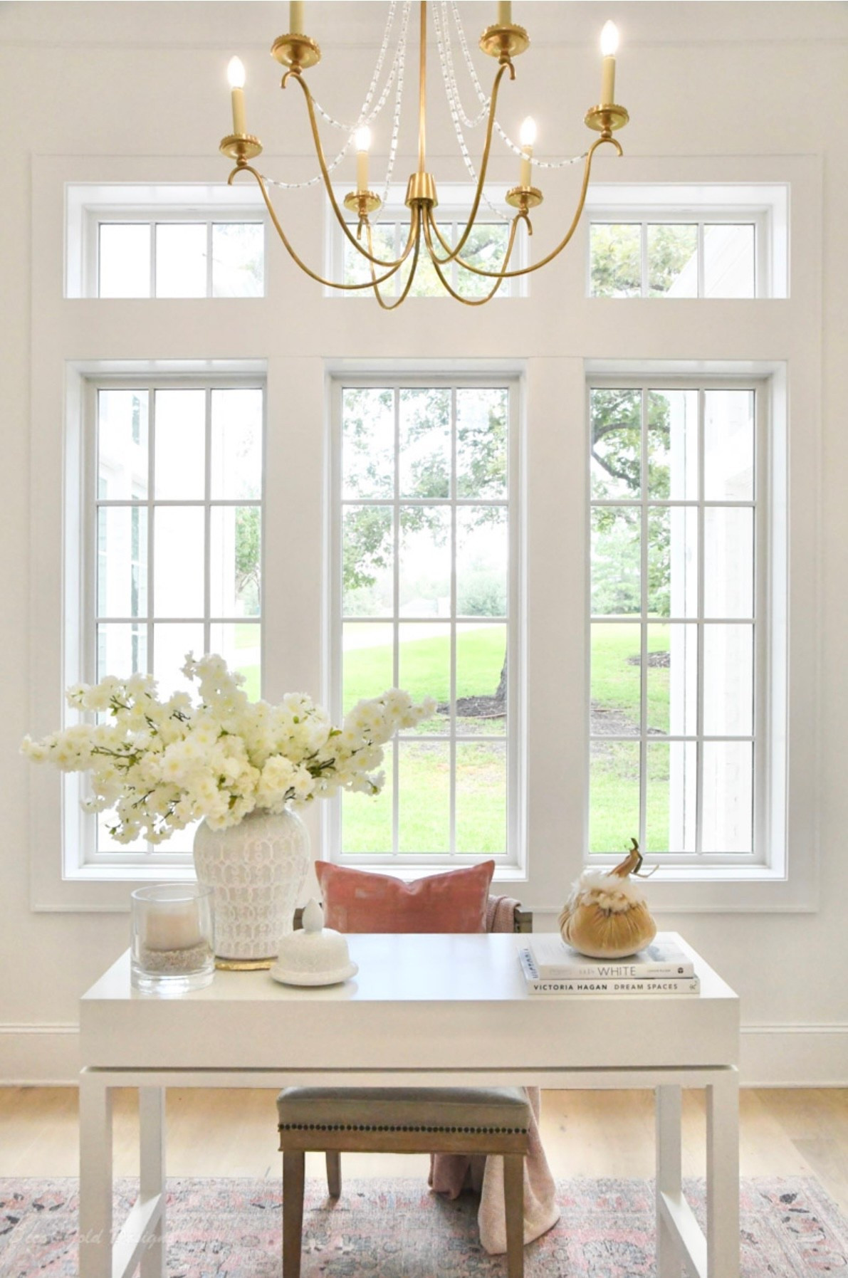 Home office with fall decor 
Velvet pumpkins with feathers 

#LTKHome #LTKSeasonal