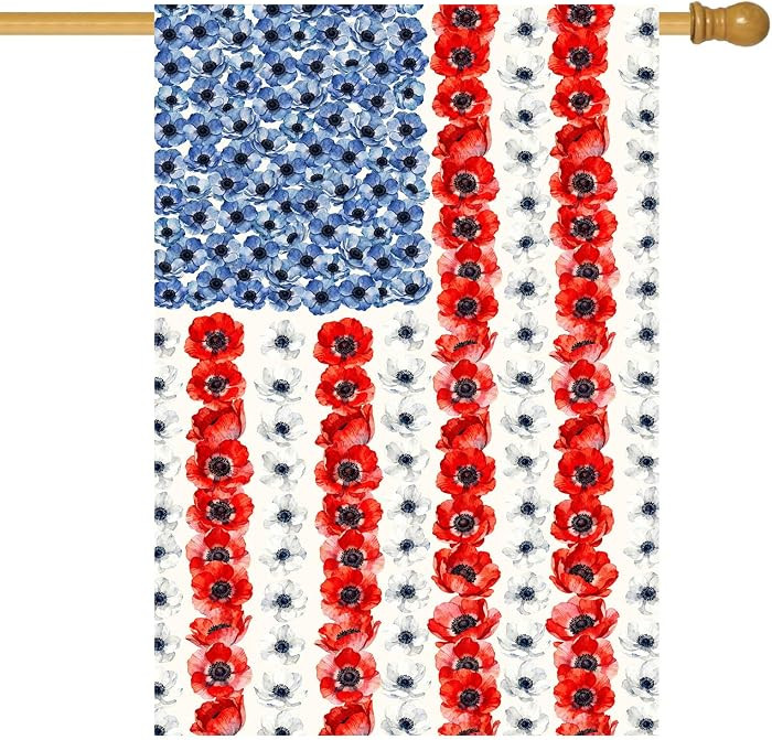 Patriotic Flower American House Flag 28 x 40 Double Sided Spring Summer Garden Decor 4th of July ... | Amazon (US)
