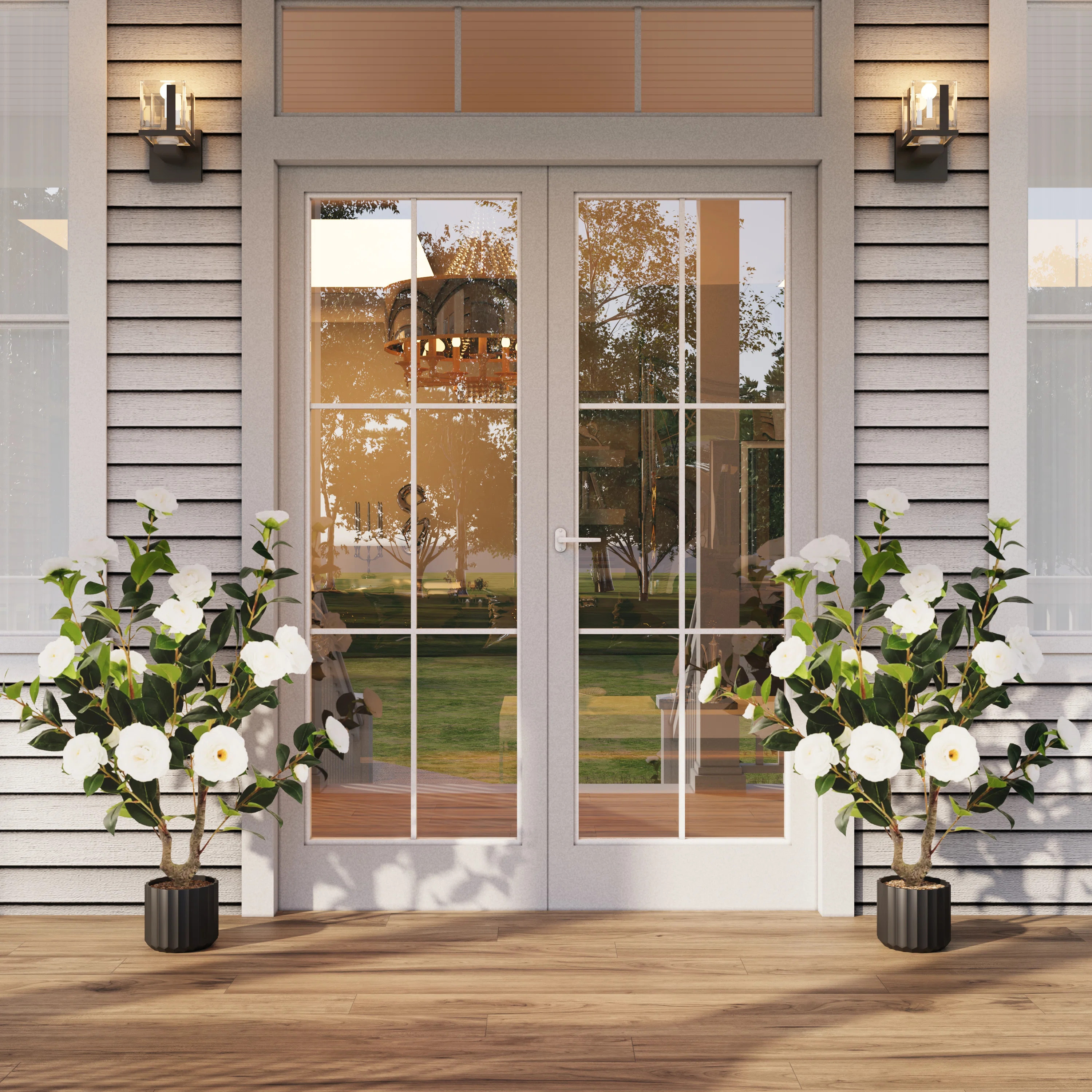 38 In. Faux Camellia Tree In Pot Decorative Plant Indoor/Outdoor | Wayfair North America