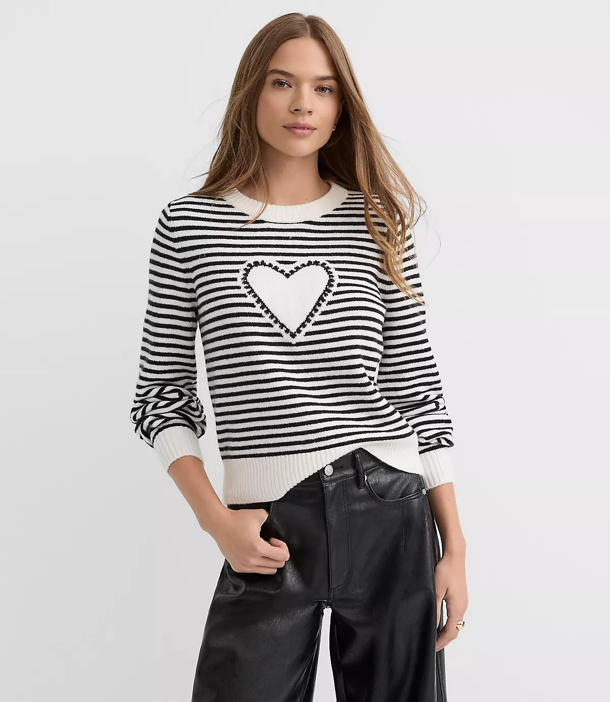 Heart Stripe Blouson Sweater | LOFT
