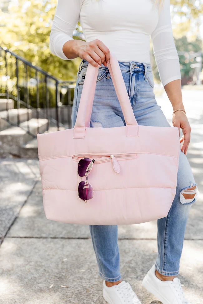 Let's Chat Blush Puffer Tote | Pink Lily
