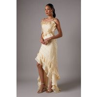 Womens Ruffled Asymmetric Maxi Dress - Yellow - 10 | boohoo (US & Canada)
