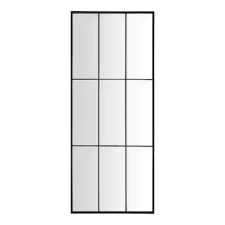 Home Decorators Collection Oversized Black Metal Frame Windowpane Classic Floor Mirror (70 in. H ... | The Home Depot