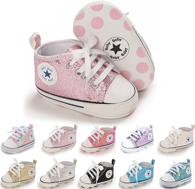 Save Beautiful Baby Girls Boys Canvas Sneakers Soft Sole High-Top Ankle Infant First Walkers Crib... | Amazon (US)