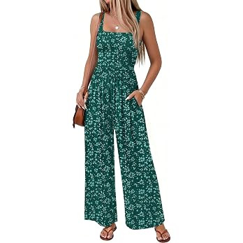 Ekouaer Women's Casual Loose Jumpsuits One Piece Sleeveless Overalls Printed Long Pant Romper Fas... | Amazon (US)