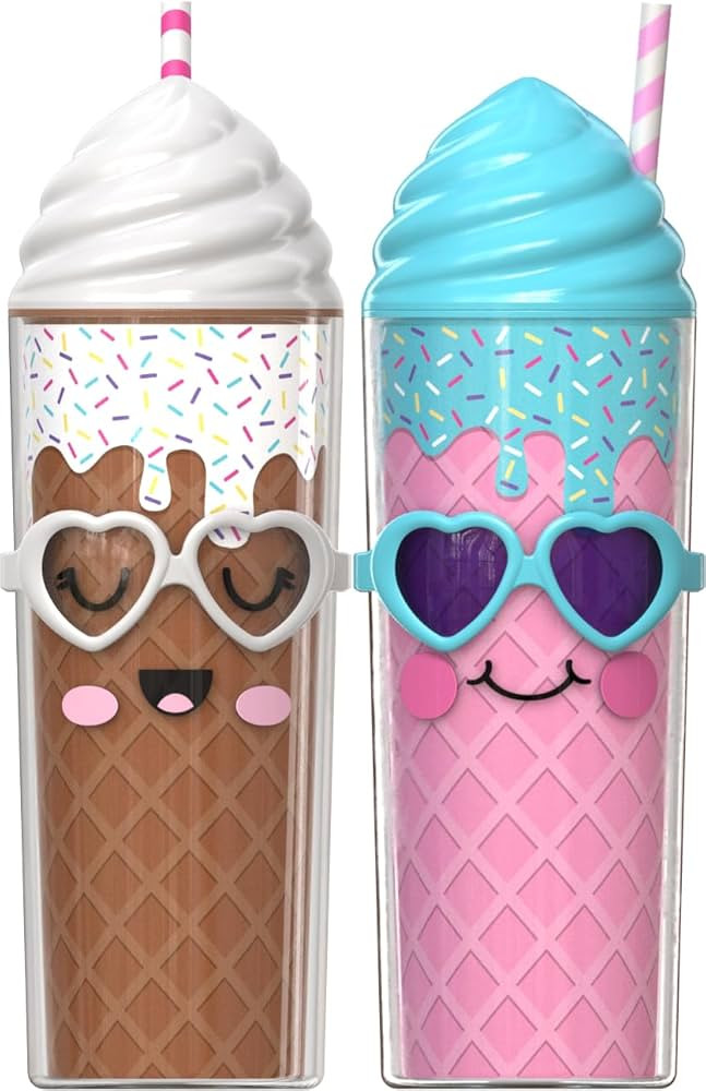 COOL GEAR Shady Sweets Tumbler with Pressure Fit Lid and Straw Included, 20 Ounce Blueberry/Vanil... | Amazon (US)