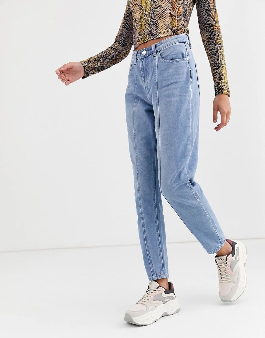 Missguided riot mom jeans with seam detail in blue | ASOS (Global)