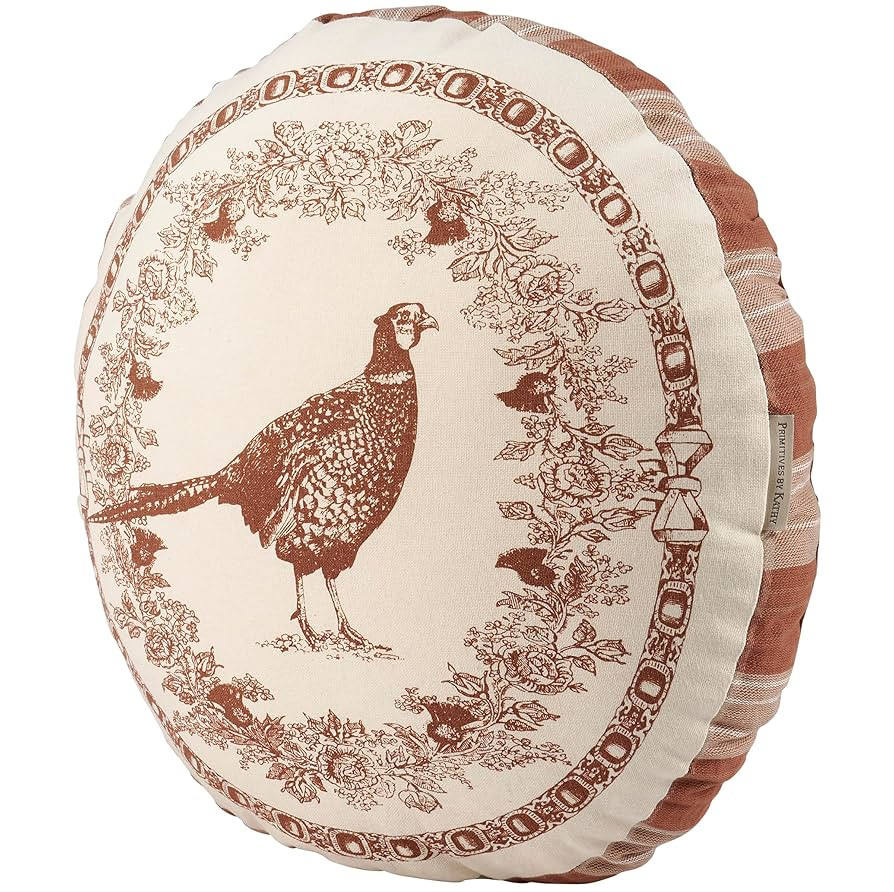 Primitives by Kathy Shaped Pillow - Pheasant, displaying a Round Shape and Vintage Pheasant Desig... | Amazon (US)