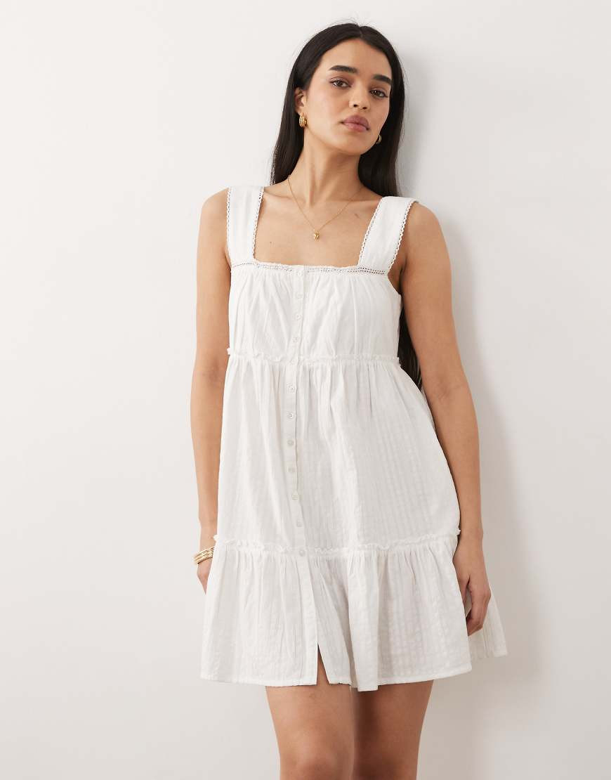 Iisla & Bird button up mini beach dress in white | ASOS (Global)