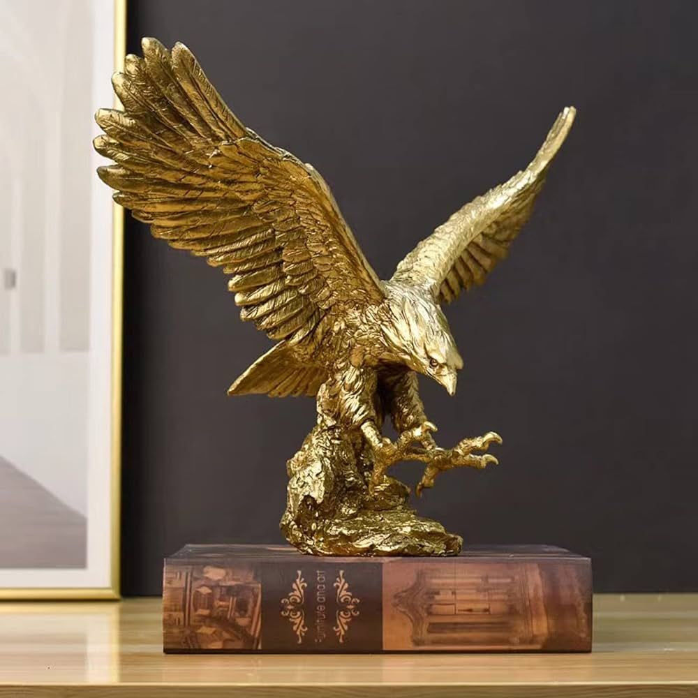 DESHINTKE Golden Eagle Resin Ornaments Statue, Golden Eagle Sculpture Modern Home Office Figurine... | Amazon (US)