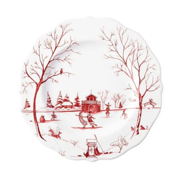 Country Estate Winter Frolic "The Claus' Christmas Day" Ruby Dessert/Salad Plate | Waiting On Martha