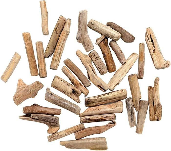20 Pcs Natural Driftwood Pieces Branch Slices Craft Sticks Beach Decor for for DIY, Craft Sticks,... | Amazon (US)