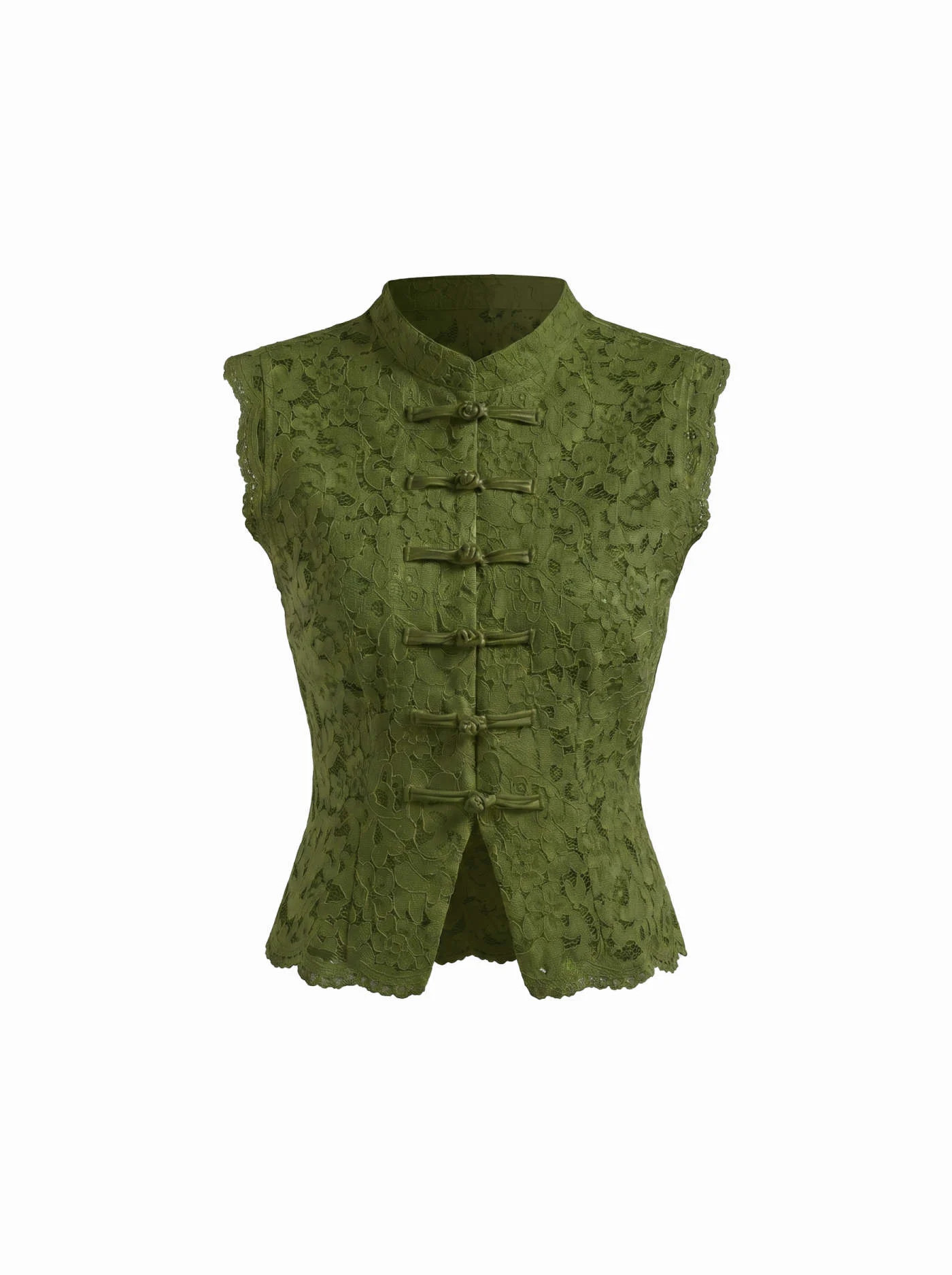 Lace Mandarin Collar Guipure Split Tank Top $37.90Flash Shipping | Cider