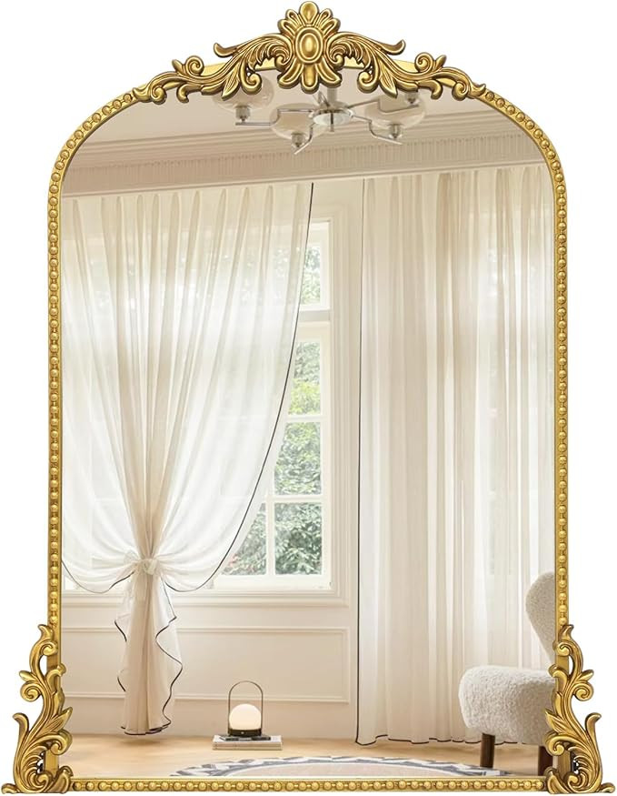 Growsun Vintage Gold Arched Mirror, 24’’x36’’ Antique Baroque Wall Mirror Decor, Traditio... | Amazon (CA)