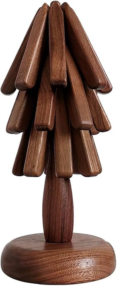 Wooden Trivets for Hot Dishes, 3 Wooden Trivets + 1 Stand Stored Like a Christmas Tree, Black Wal... | Amazon (US)