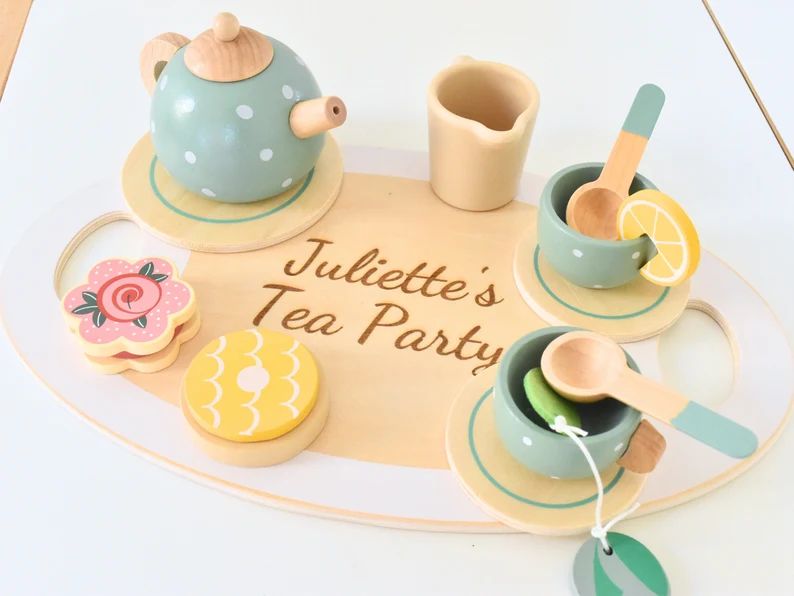 Personalized Wooden Toddler Afternoon Tea Play Set Birthday - Etsy | Etsy (US)