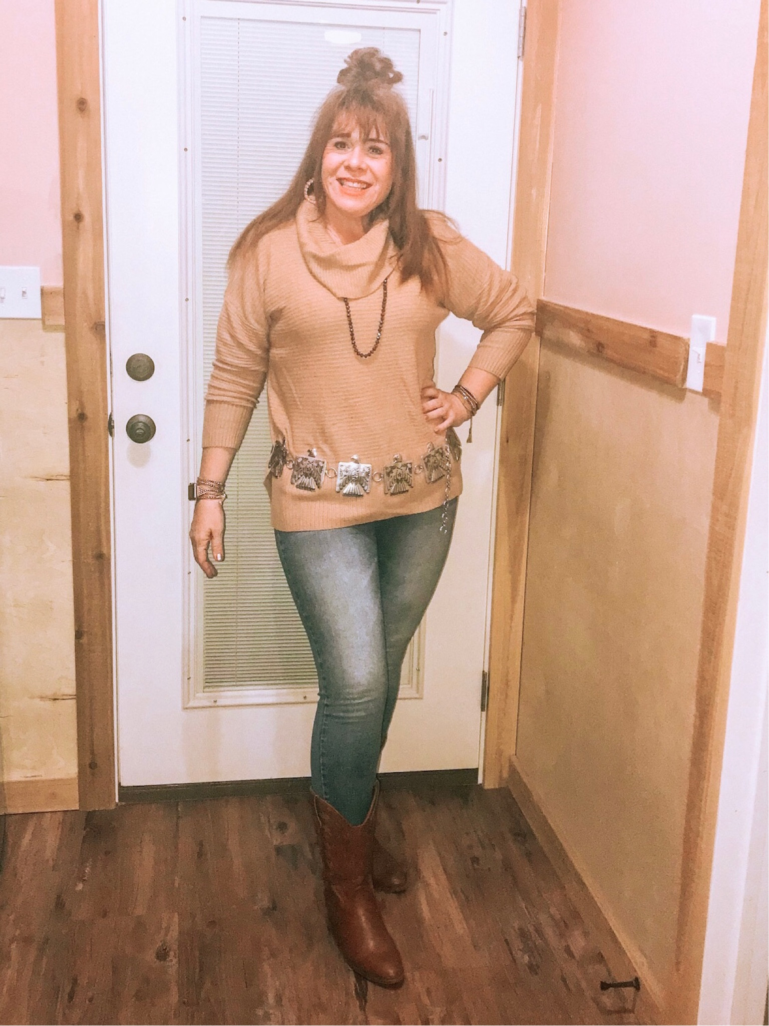 @walmartfashion #walmartpartner tan sweater cowl neck sweater brown sweater light brown sweater light wash skinny jeans blue jean distressed denim jeans curvy fit skinny jeans Time and Tru Walmart sweater time and Tru jeans western Concho belt brown boots brown cowboy boots brown cowgirl boots brown western boots sliver Concho belt Walmart outfit Walmart fashion Walmart style PoppieMichelle  #ad #sponsored 

#LTKunder50 #LTKSeasonal #LTKcurves