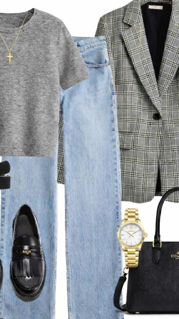 Shop this look 🤍

Classic, effortless, and perfect for everyday wear. A tailored plaid blazer layered over a soft gray sweater, straight-leg denim, and timeless black loafers — finished with chic gold accessories and a structured black bag. 

This is one of those outfits you’ll reach for on repeat because it works for errands, meetings, coffee dates, and everything in between.

Tap to shop all the pieces and recreate this look head-to-toe 👇

#LTKstyle #LTKunder200 #LTKworkwear #LTKeveryday #LTKclassic #ShopThisLook #BlazerStyle #NeutralStyle #CapsuleWardrobe #EverydayOutfit #TimelessStyle #EffortlessStyle #LTKfashion #LTKfavorites