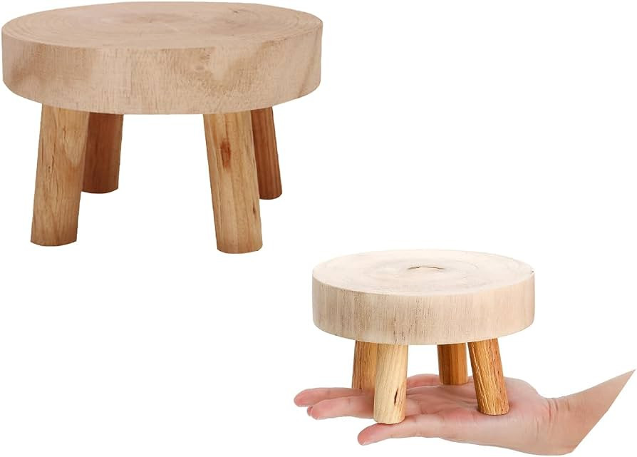 5.5IN Small Solid Wood Garden Plant Pot Riser Display Stands Flower Pot Holder Indoor Round Plant... | Amazon (US)