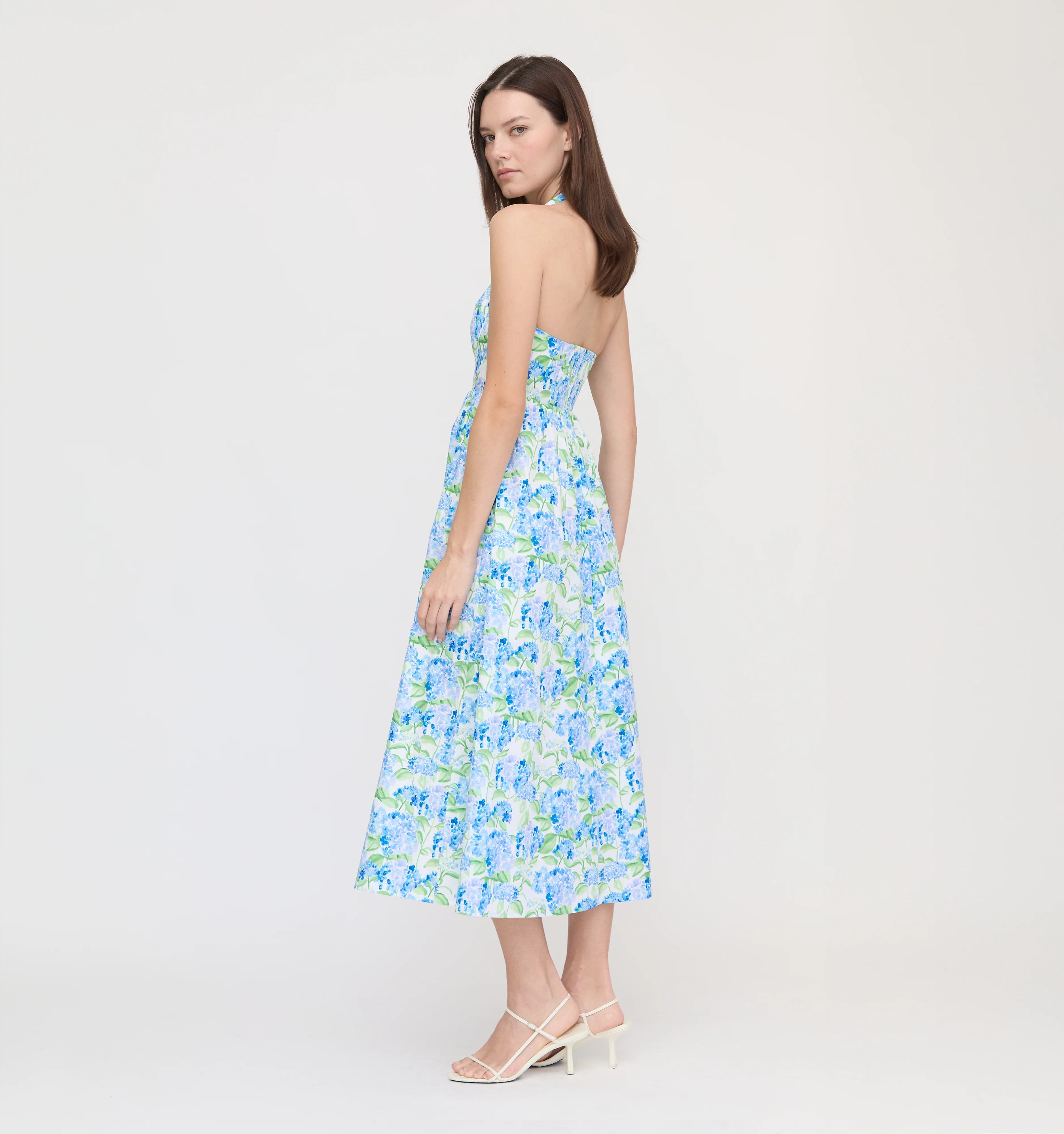 The Hill House x La Coqueta Fleur Midi Dress - Blue Watercolor Hydrangea | Hill House Home US