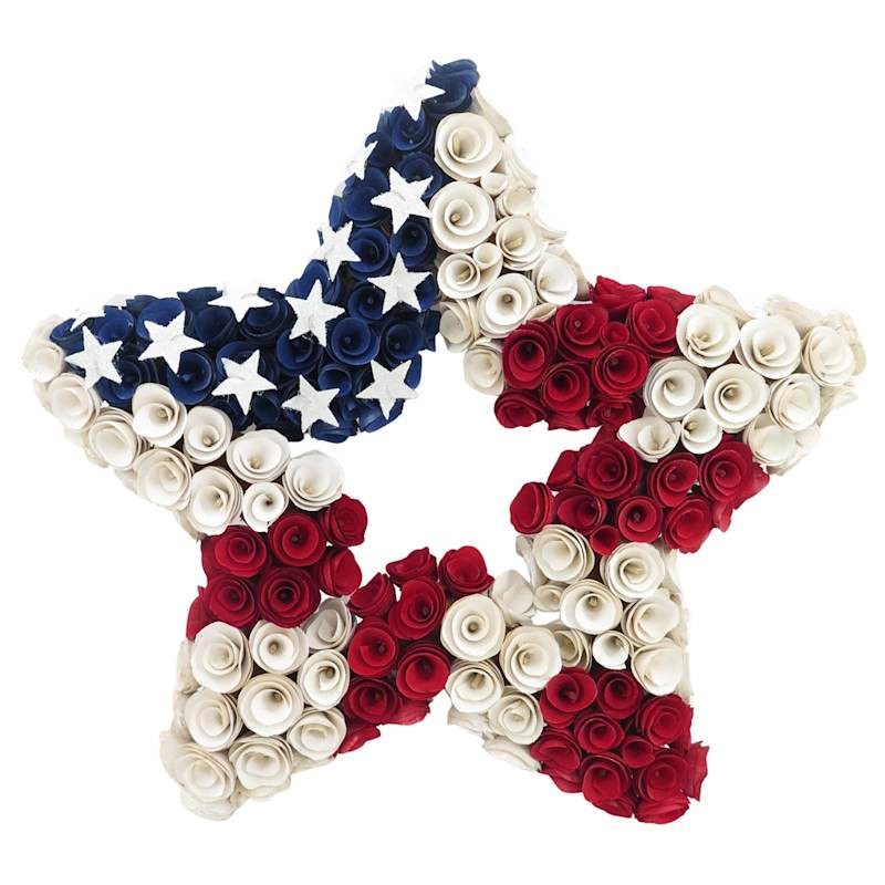 Red White & Blue Wood Curl Star Wall Décor, 20" | At Home