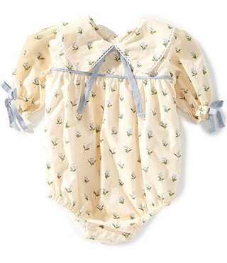 Edgehill Collection x Megan Karp Baby Girls Belle Floral Bow Detail Peter Pan Collar Long Sleeve ... | Dillard's