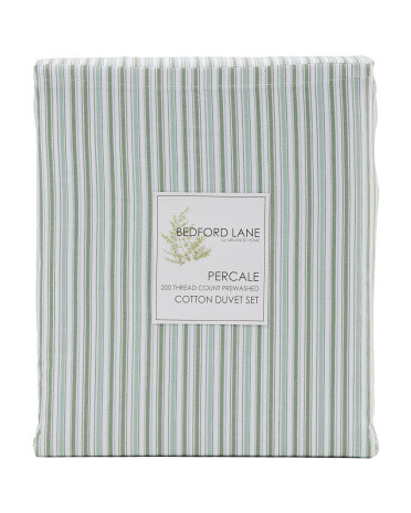 200 Thread Count Cotton Percale Stripe Duvet Set | TJ Maxx