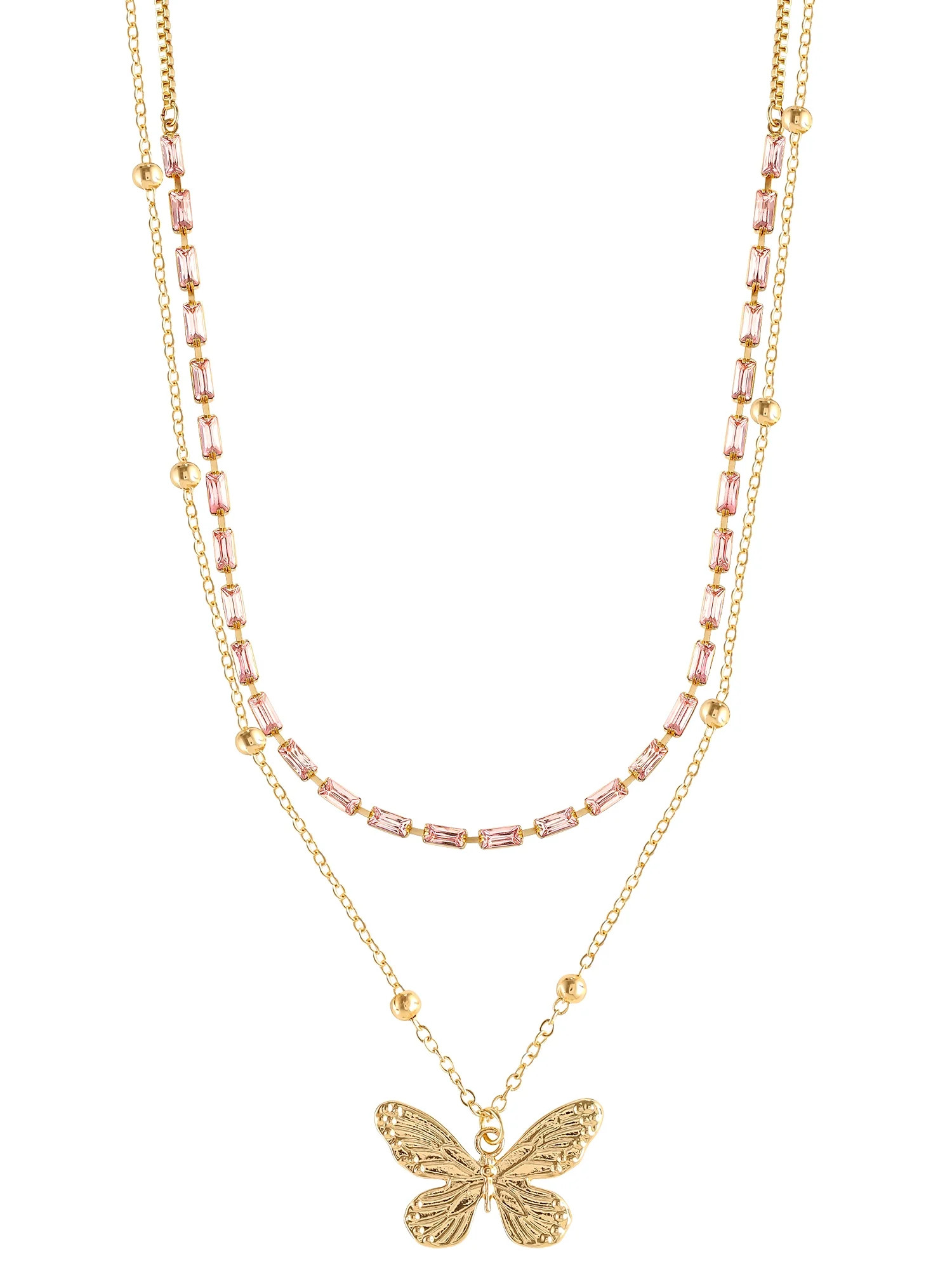 Jessica Simpson fashion Butterfly Layer Metal Necklace | Walmart (US)