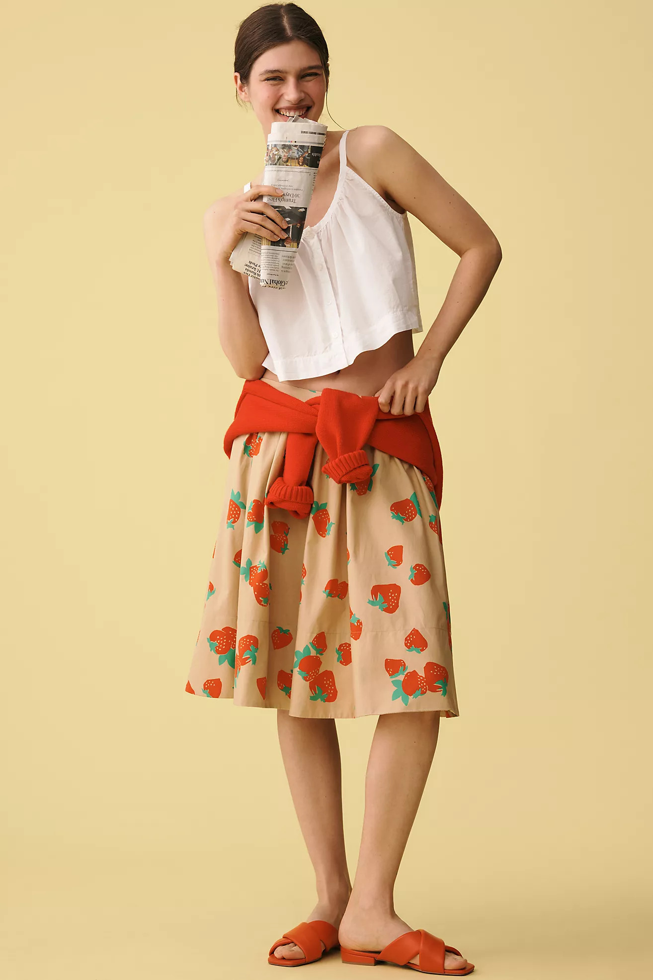 The Jacie Poplin Printed Knee-Length Skirt by Maeve | Anthropologie (US)
