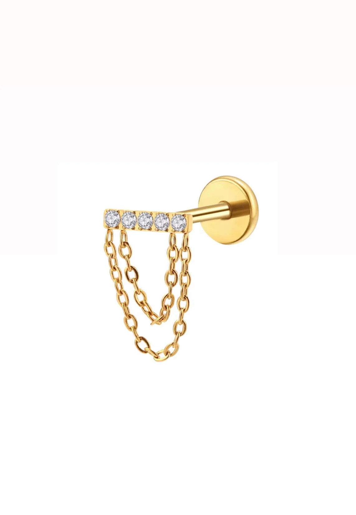 Bar & Double Chain Flat Back | Pierced by Ash Design