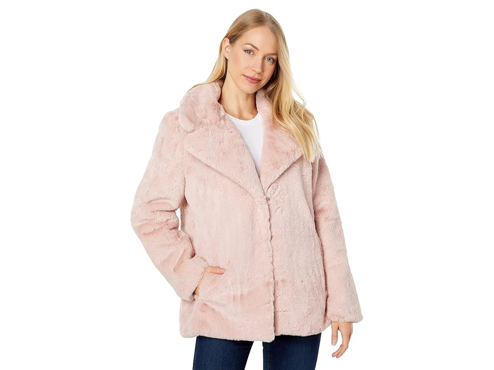 NVLT Bunny Faux Fur Jacket (Blush) Women's Clothing | Zappos