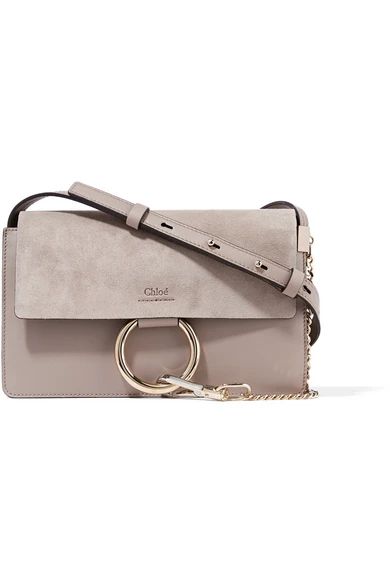 Faye small leather and suede shoulder bag | NET-A-PORTER (US)