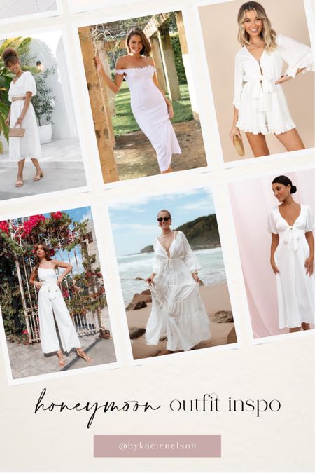 Honeymoon outfit inspo 🤍 white dresses, white jumpsuit, white romper, white dress for the bride 

#LTKSeasonal #LTKwedding #LTKunder100