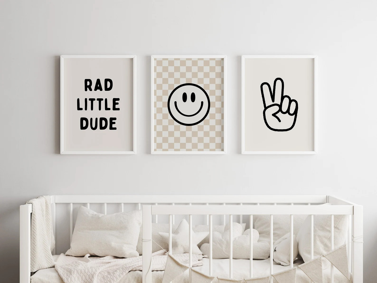 Rad Little Dude Smiley Peace Sign Gallery Wall Set of 3 Downloadable Prints, Boy Room Decor, Kids... | Etsy (US)