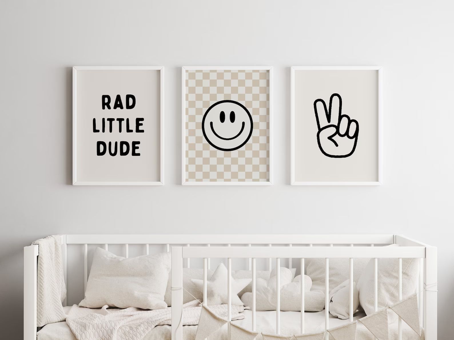 Rad Little Dude Smiley Peace Sign Gallery Wall Set of 3 Downloadable Prints, Boy Room Decor, Kids... | Etsy (US)