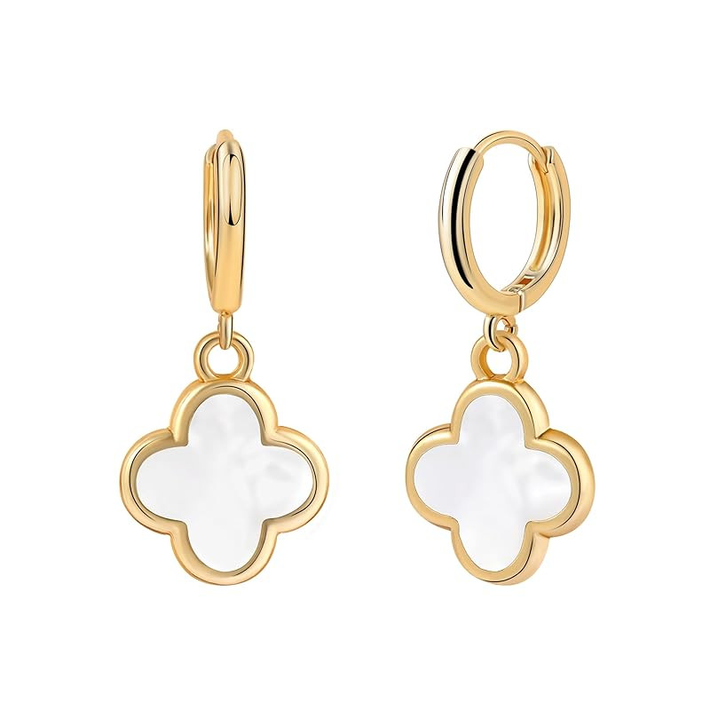 Clover Earrings for Women Four Leaf Clover Dangle Earring 4 Leaf Gold Hoops Hpoallergenic lightwe... | Amazon (US)