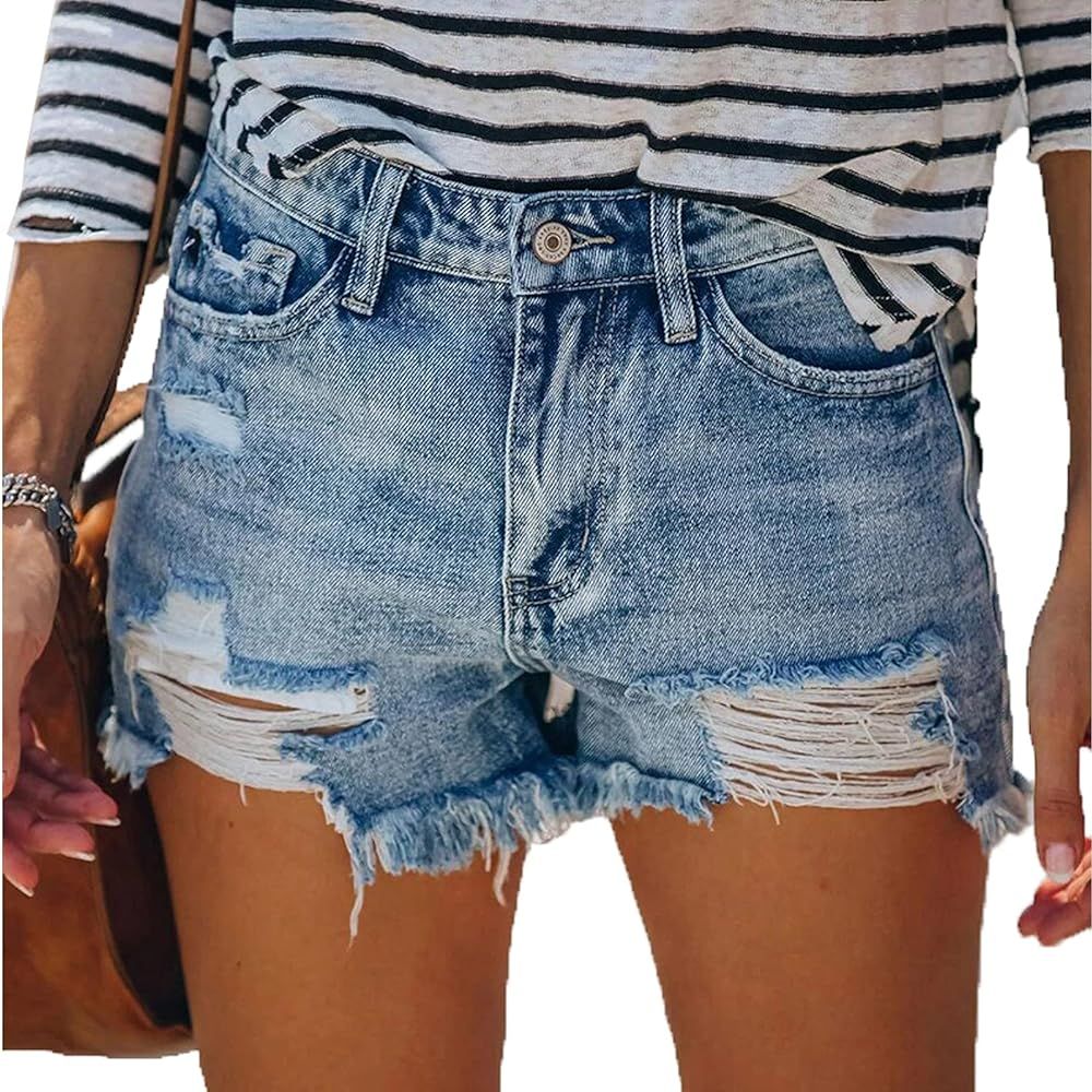 Bichingda Women's Denim Shorts Casual Frayed Hem Ripped Summer Denim Jean Shorts Hot Short Pants ... | Amazon (CA)