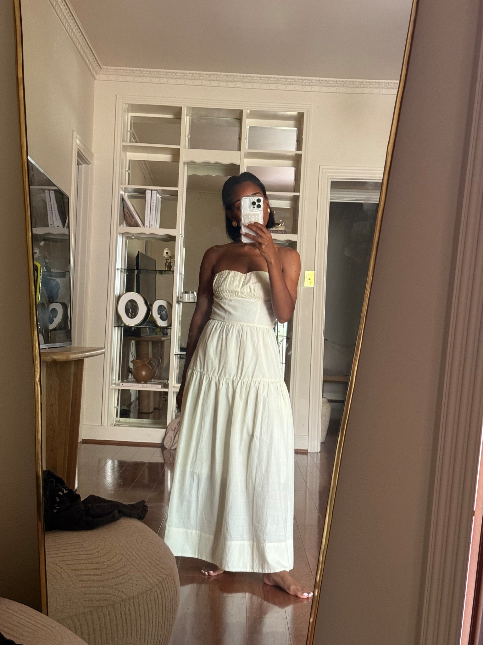 Cream strapless midi dress, summer dress 

#LTKStyleTip #LTKPetite