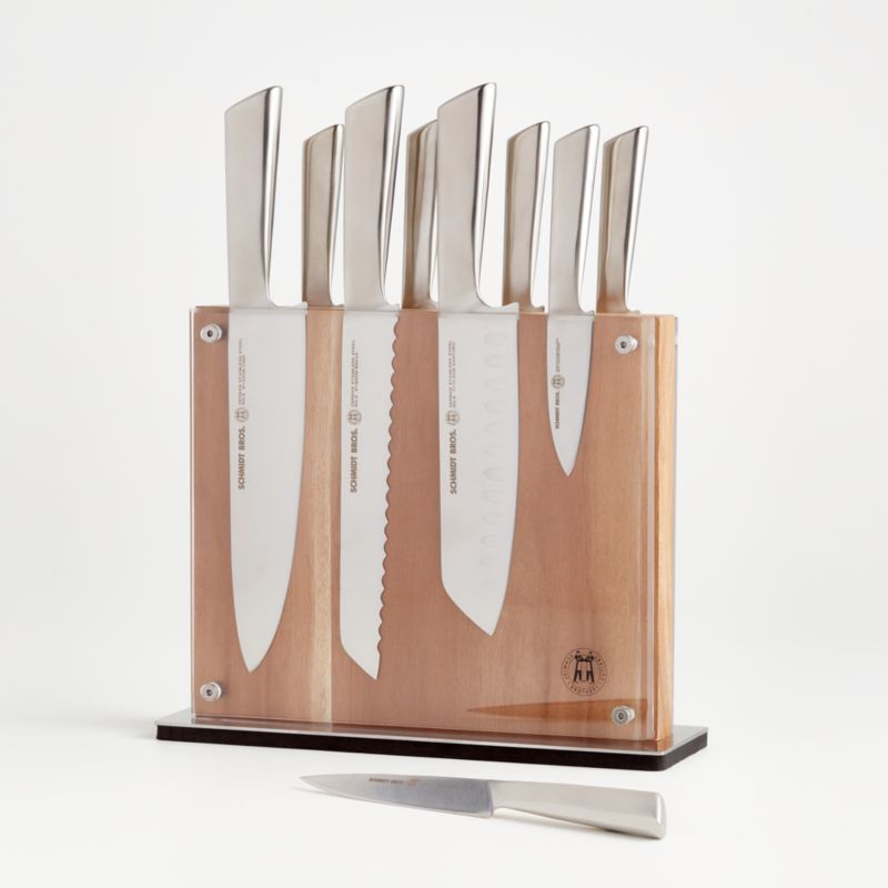 Schmidt Brothers Stainless Steel 10-Piece Knife Block Set + Reviews | Crate and Barrel | Crate & Barrel