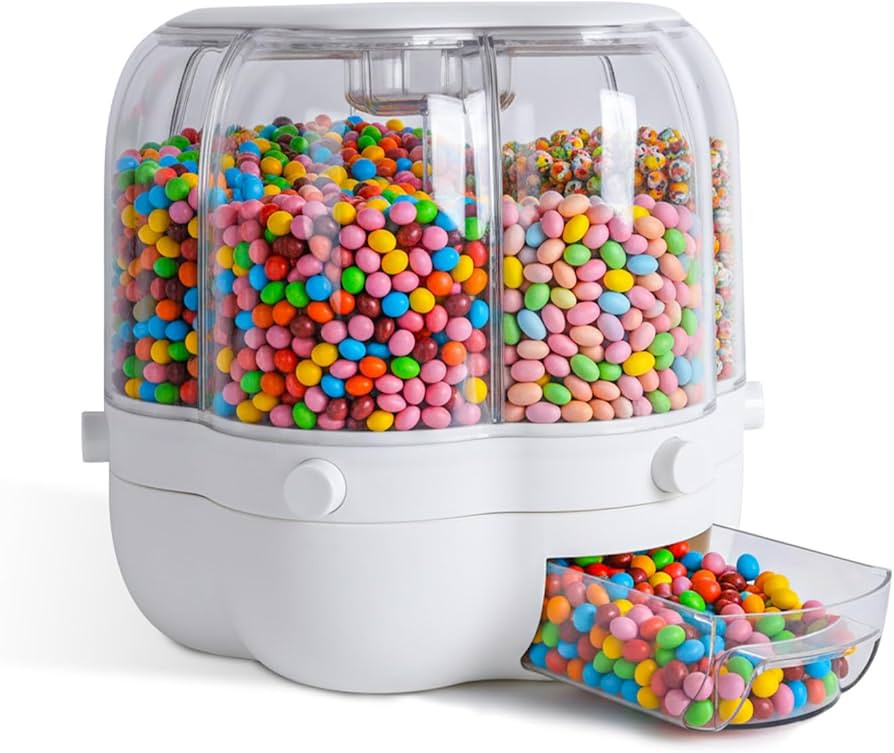 Rotating Candy Dispenser, Candy Dispenser 360° Rotating with 6 Compartments, Candy Dispenser Cou... | Amazon (US)
