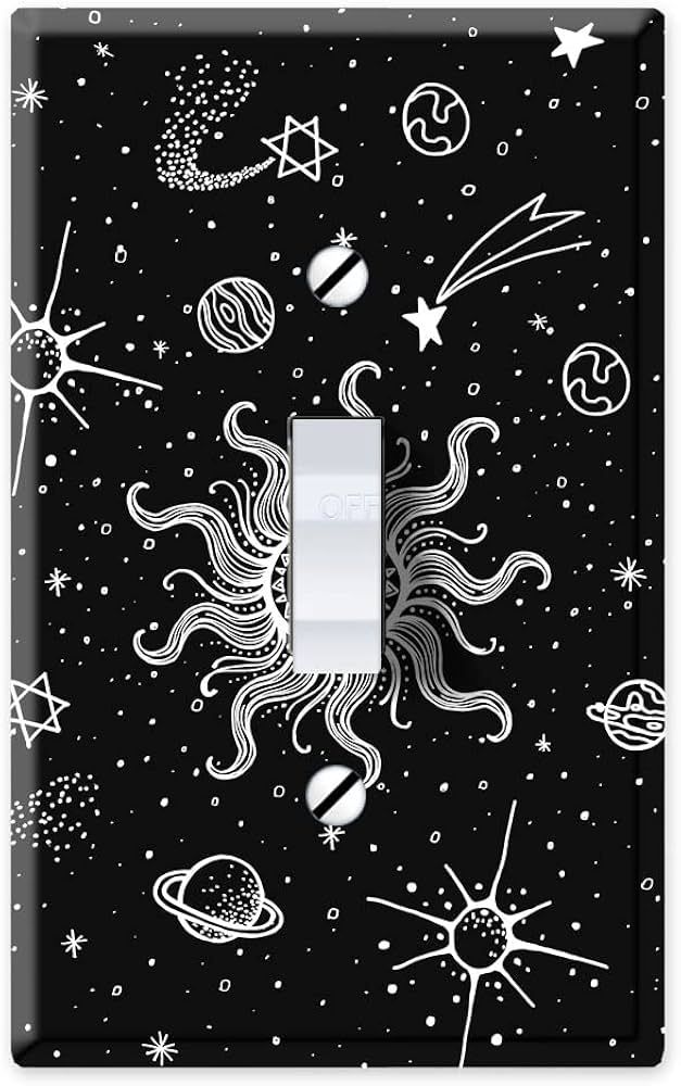 WIRESTER Single Gang Toggle Light Switch Plate/Wall Plate Cover - Boho Sun and Planets | Amazon (US)