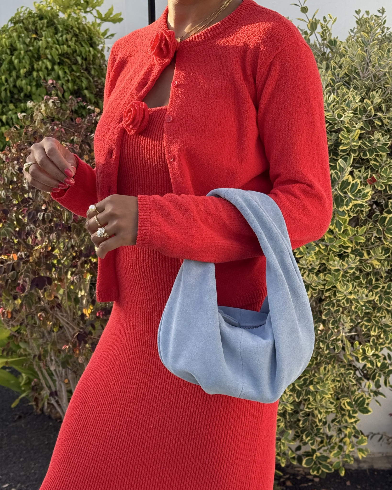 Spring style, holiday outfit ideas, marks and Spencer, colourful style, a pop of red, dopamine dressing, spring outfit ideas, summer holiday style, knitted dress, suede bag

#LTKspring #LTKsummer #LTKuk