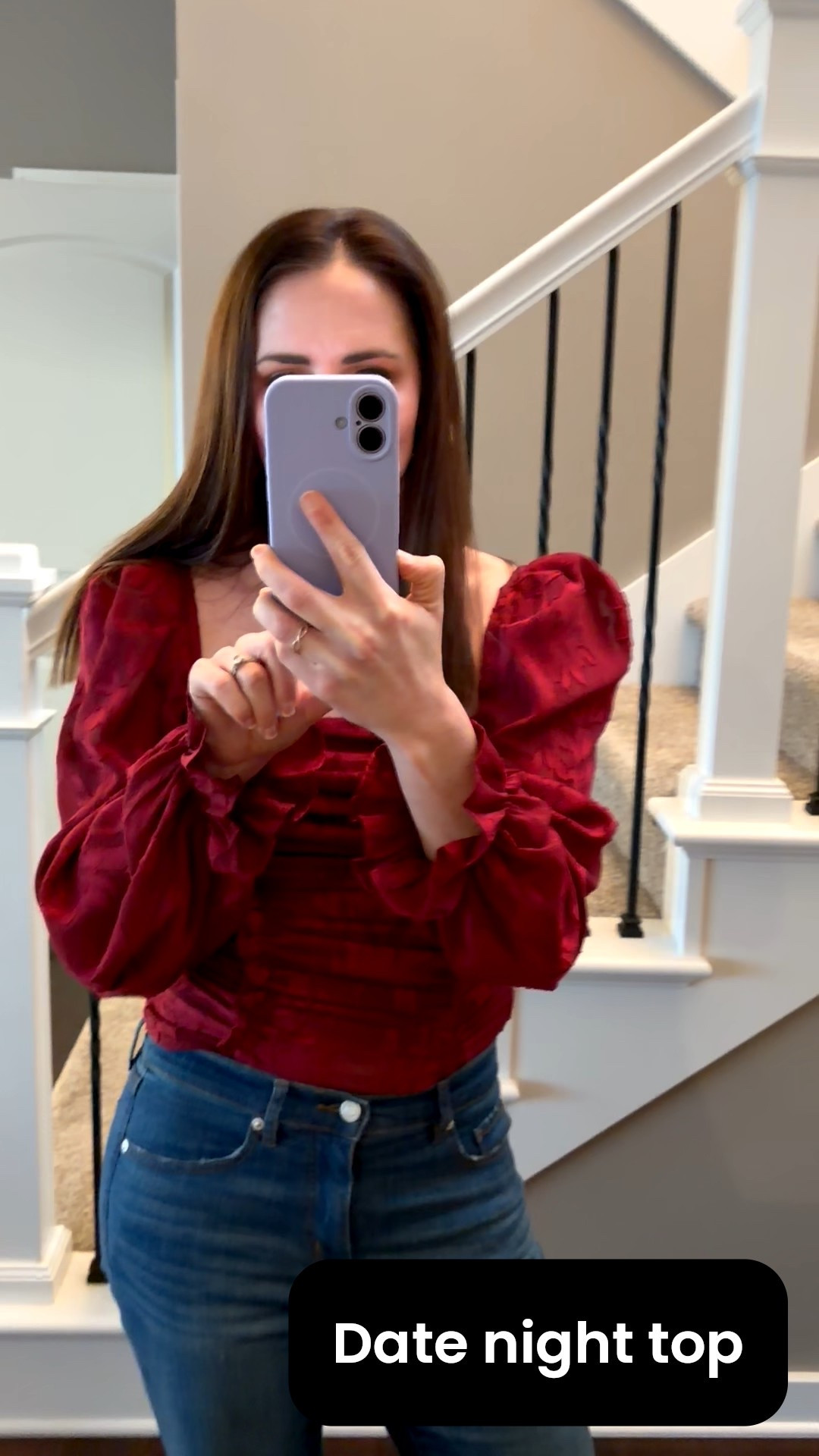 Such a fun top for a date night! 
This ruched red long sleeve top is special for a night out. The sleeves are a nice feminine touch. Paired here with my favorite wide leg jeans! Would be a perfect shirt for a Valentine’s Day outfit too.  My exact shirt has limited quantities so linking similar long sleeve ruched tops and off the shoulder tops that would be  a great date night option! 

date night outfits

#LTKootd #LTKSeasonal #LTKValentine